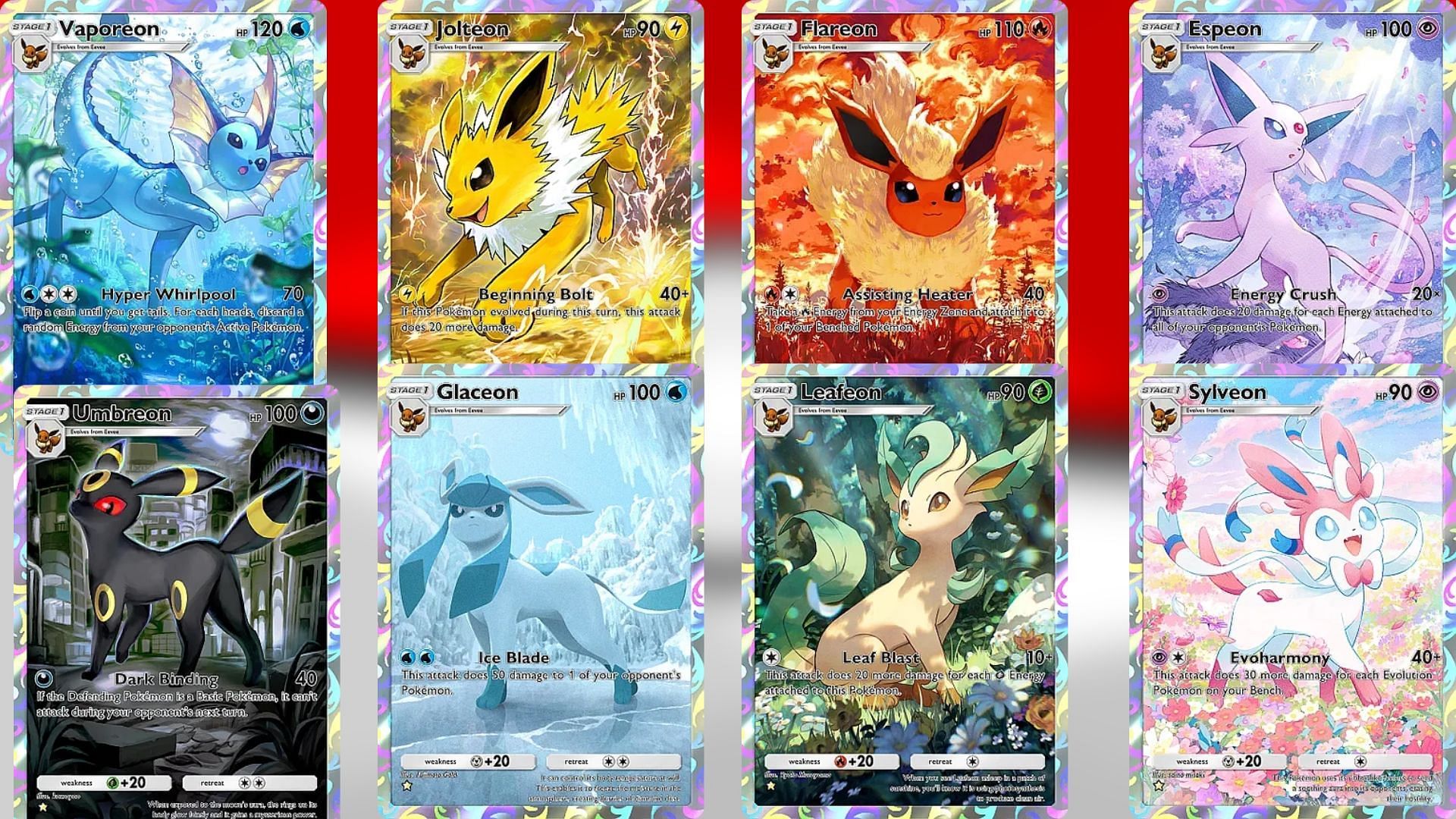 All Eeveelution Illustration Rares from Eevee Grove (Image via TPC)